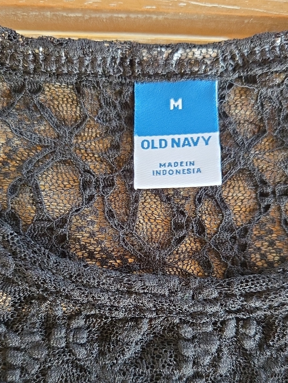 Old Navy long sleeve Sheer lace top M Trending Goth Festival Coquette French EUC - Picture 8 of 12